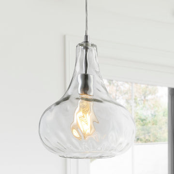 Ferano 9" Adjustable Metal/Glass LED Pendant - JONATHAN Y